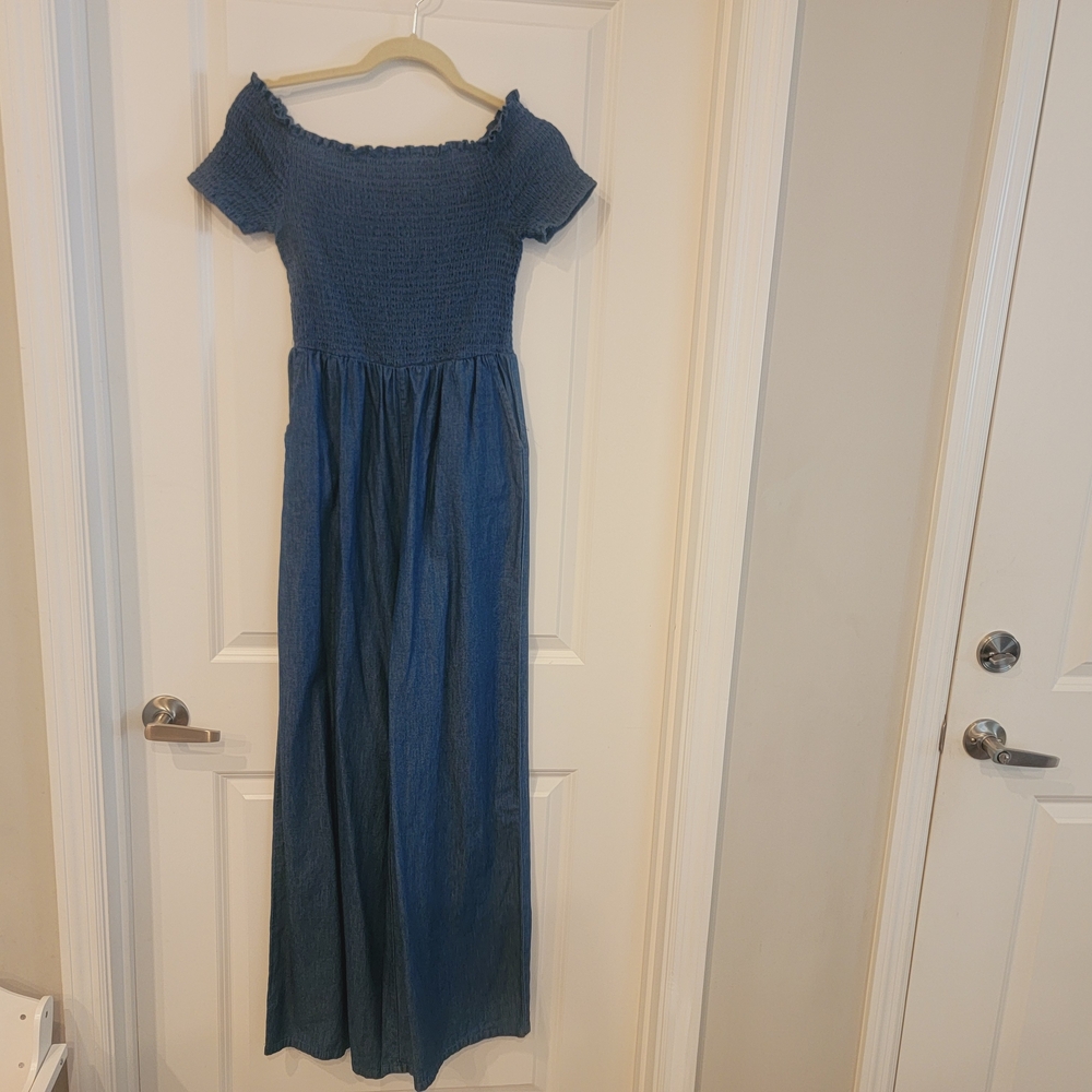 Francescas Denim Off-Shoulder Jumpsuit